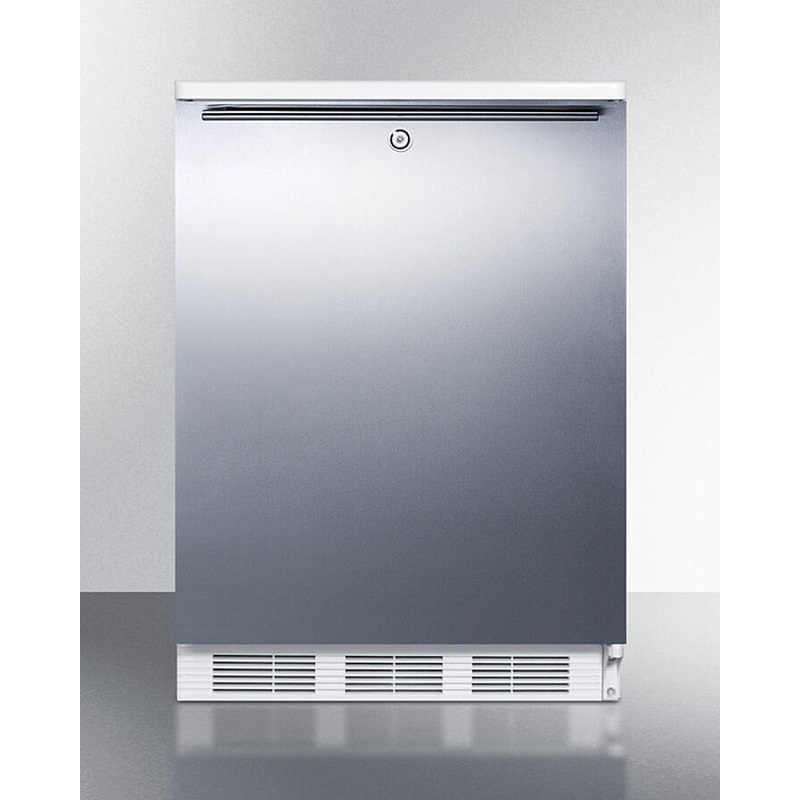 Summit CT66LWBISSHH Built-In Undercounter Refrigerator-Freezer For General Purpose Use, With Dual Evaporator Cooling, Ss Door, Lock, Horizontal Handle And White Cabinet