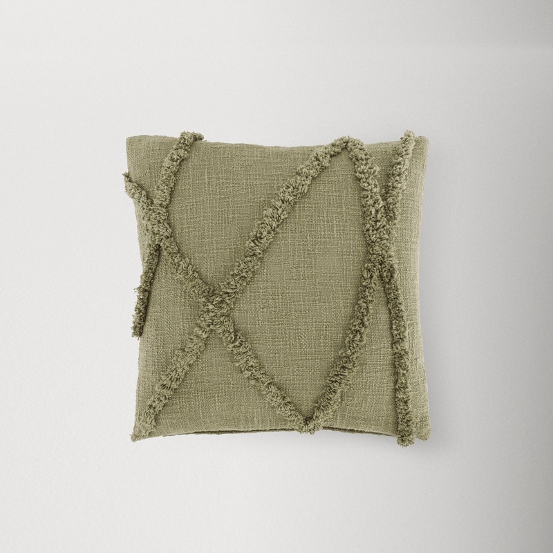 Tracey Square Cotton Pillow Cover & Insert AllModern Color: Sage Size: 24″H x 24″W Shape: Square