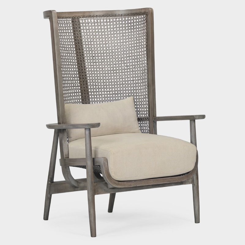 Modern Plantation-Woven Cane Lounge Chair – Charcoal Gray