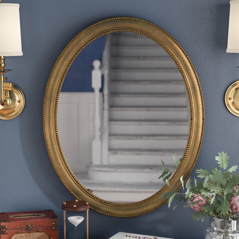 Victorian Oval Plastic Wall Mirror 30 Inches – Brushed Gold Alcott Hill