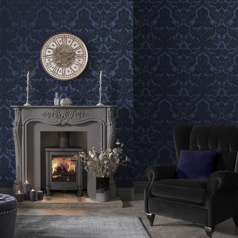 Gothic Damask Flock Wallpaper