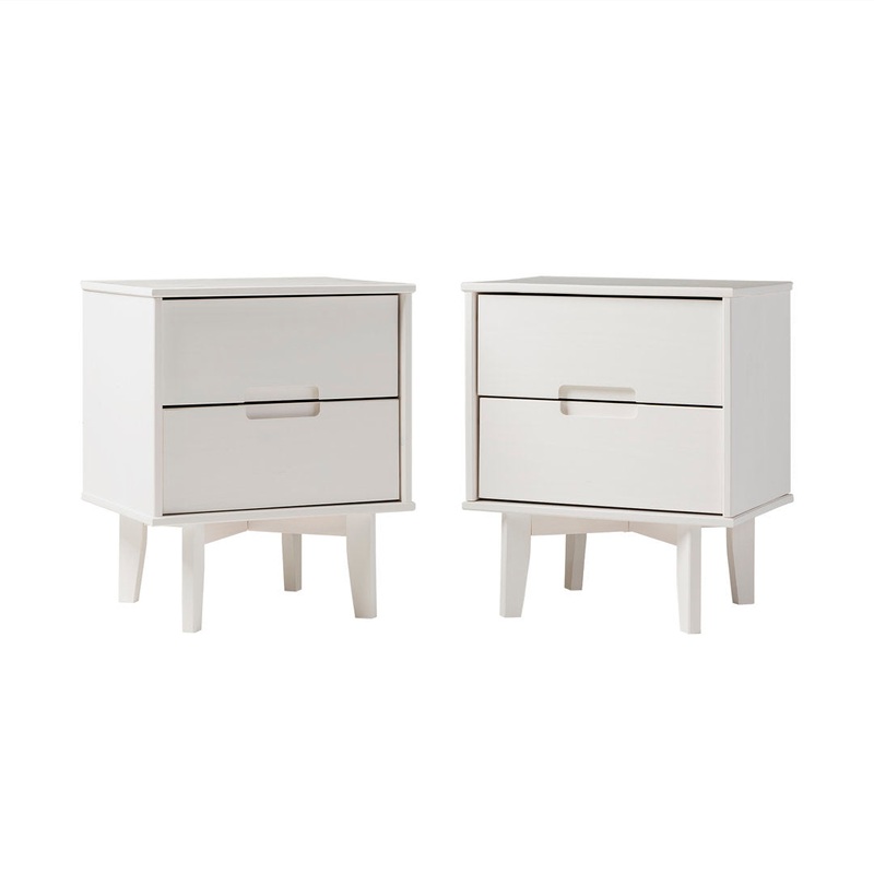 Aizlyn Mid-Century Modern Solid Wood Groove-Handle Nightstands (Set of 2) Wade Logan Color: White