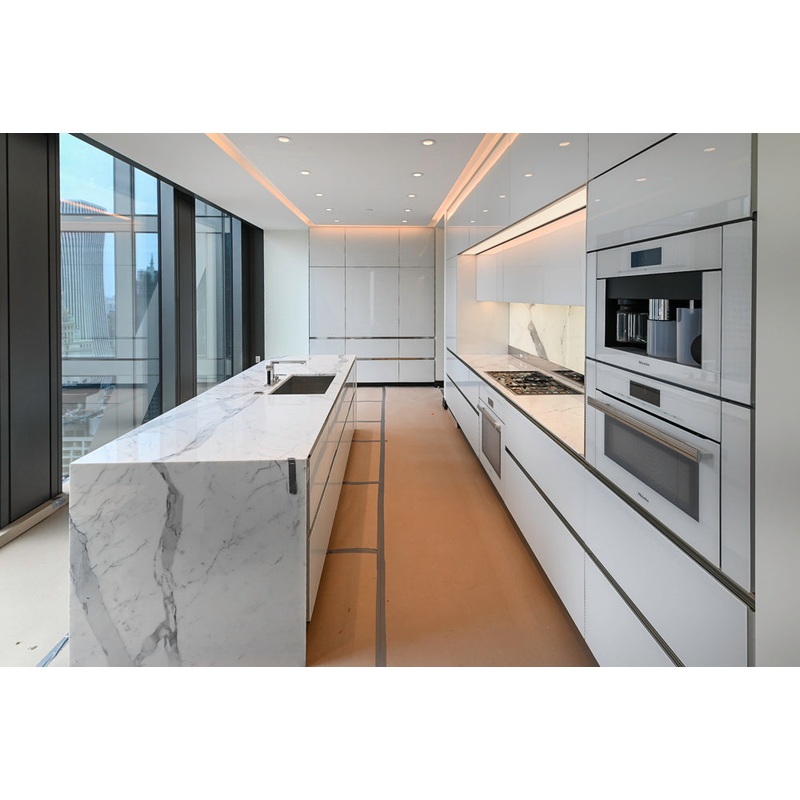 Modern Marble White Kitchen with Island