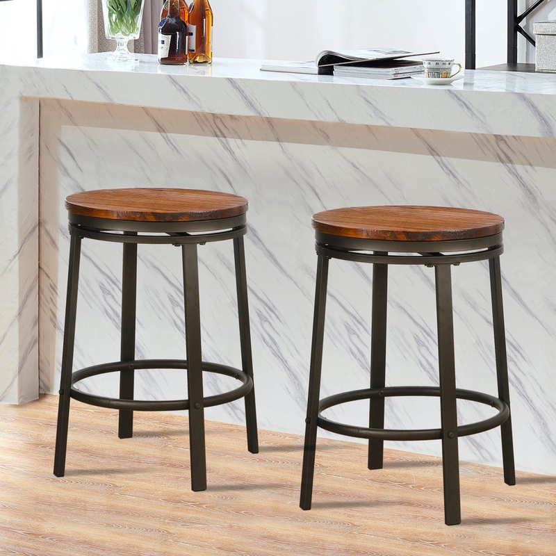 Solid Wood Swivel 24.2″ Counter Stool for Dining Room Bistro (Set of 2) Williston Forge