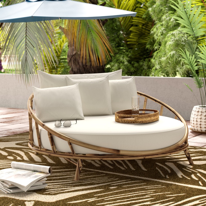 Corbridge Patio Daybed with Cushions Bay Isle Home Color: Natural