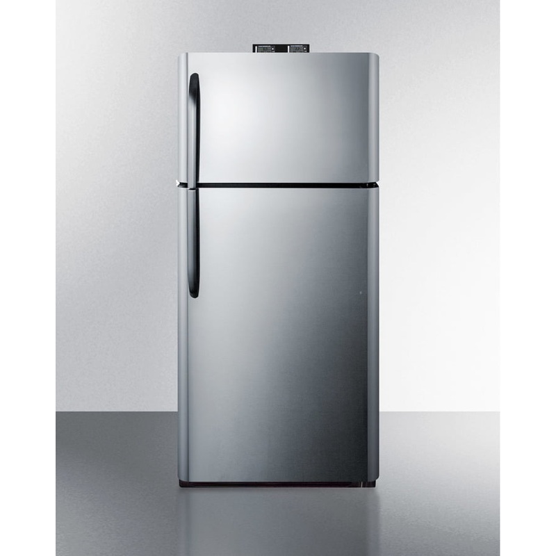 Summit BKRF18SS 18 Cu.Ft. Break Room Refrigerator-Freezer With Stainless Steel Doors And Nist Calibrated Alarm/Thermometers