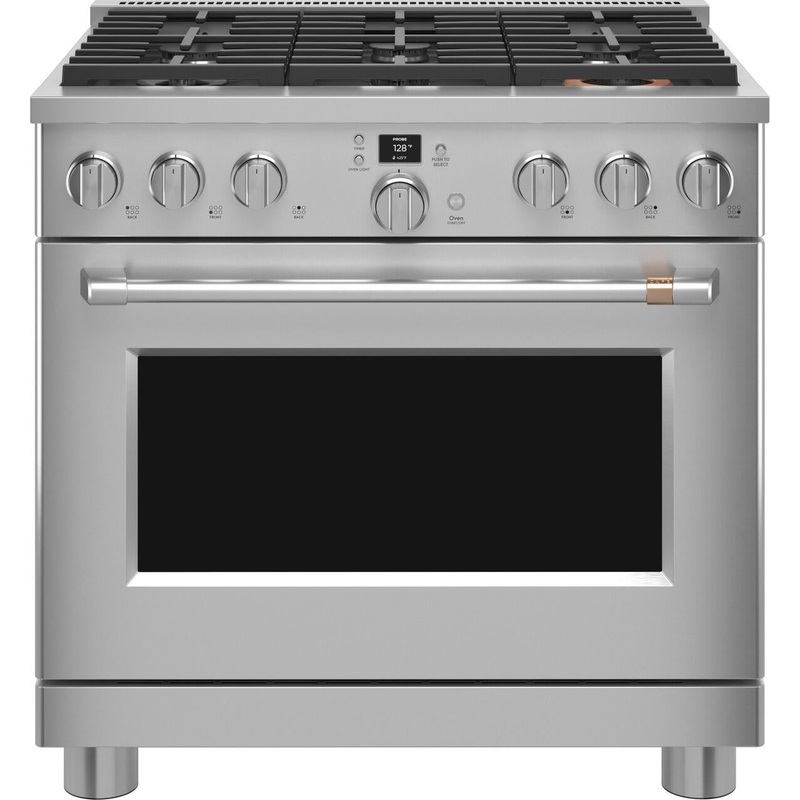 Cafe C2Y366P2TS1 Caf 36″ Smart Dual-Fuel Commercial-Style Range With 6 Burners (Natural Gas)