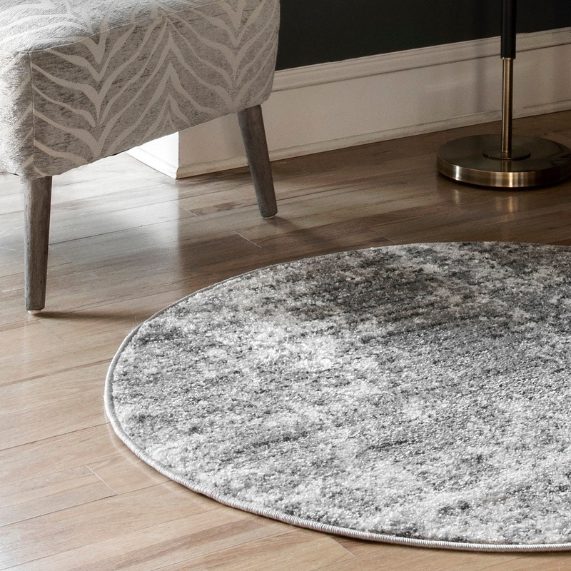 Deedra Modern Abstract Power Loom Performance Gray/White Rug 17 Stories Rug Size: Round 10′