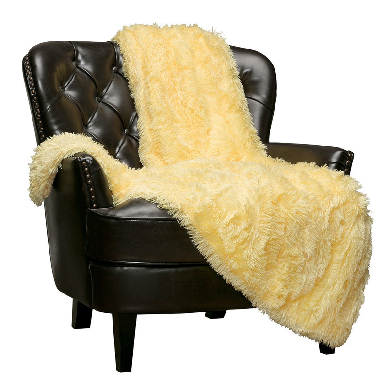 Shaggy Shaggy Super Elegent Sherpa Long Fur Throw Chanasya Color: Yellow Size: 50″ W x 65″ L