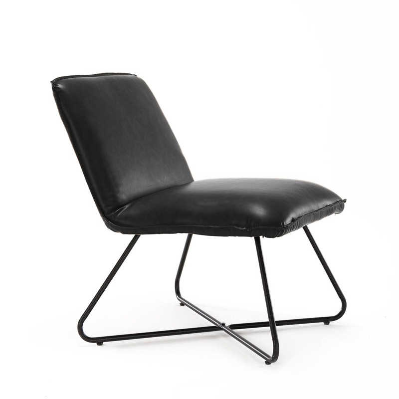 56.38Cm Wide Slipper Chair 17 Stories Leg Color: Black Leather Type: Black Faux Leather
