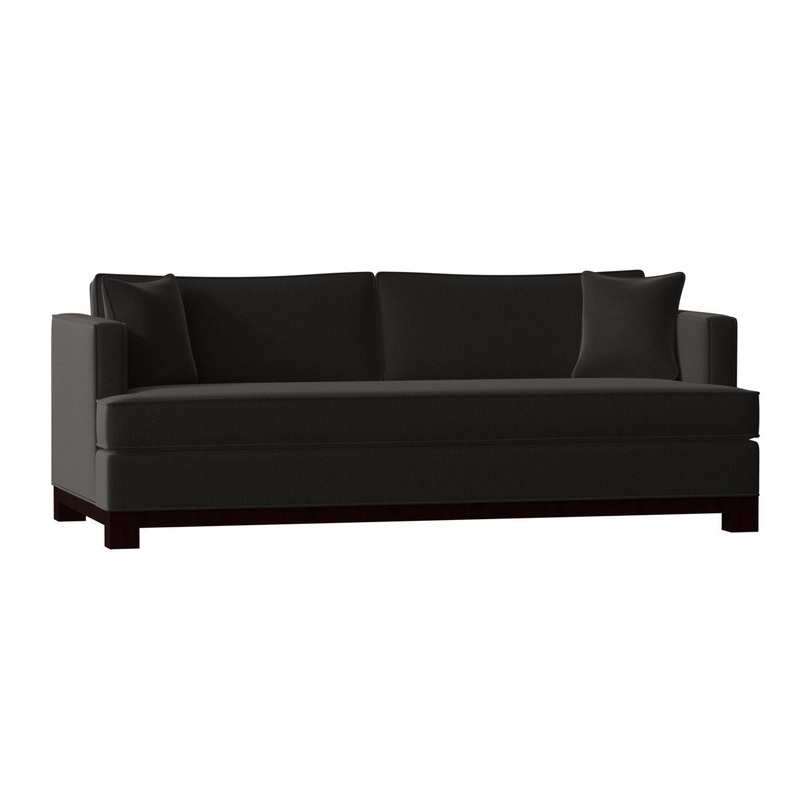 Cassidy Recessed Arm Sofa with Reversible Cushions Poshbin Leg Color: Walnut Size: 72 Inches Body Fabric: Key Ebony