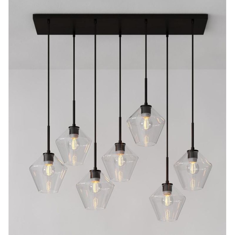 Sculptural Glass 7 Light Geo Chandelier