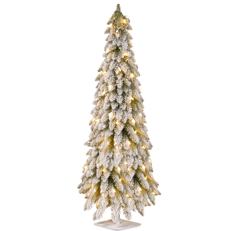 Snowy Downswept Forestree with Clear Lights The Holiday Aisle Size: 4′