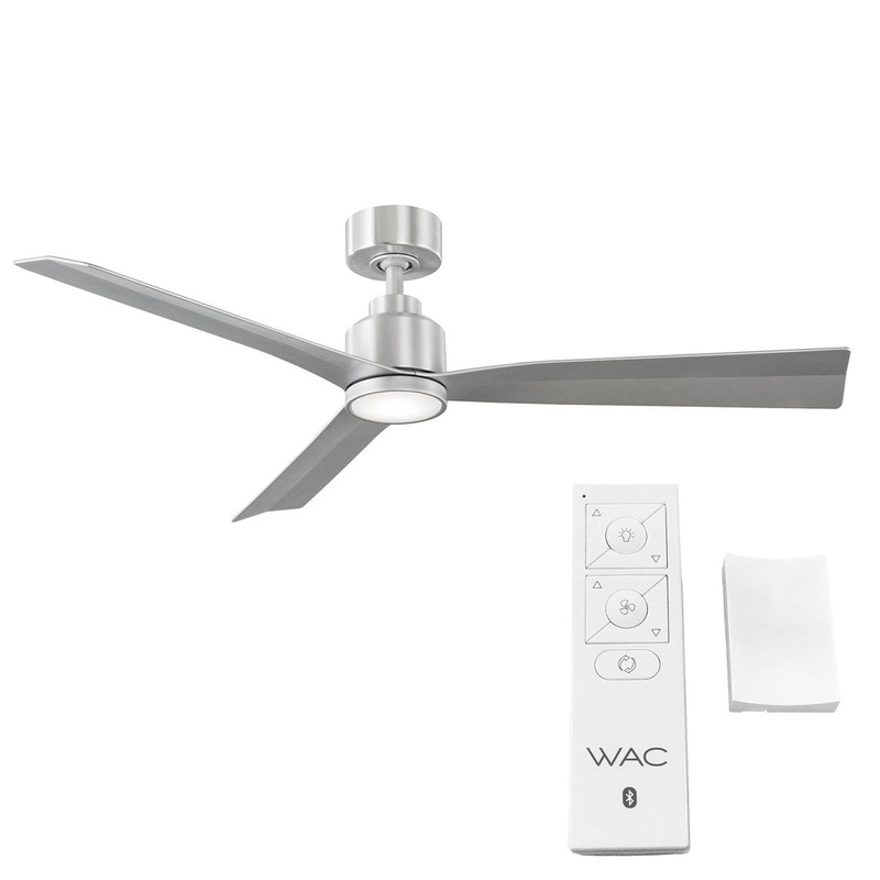 52″ Smart Home Compatible 3 Blade Smart Ceiling Fan with Remote WAC Limited Fans Accessories: With Light Kit, Finish: Brushed Aluminum