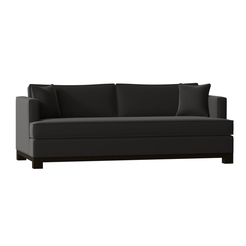 Cassidy Recessed Arm Sofa with Reversible Cushions Poshbin Leg Color: Dark Brown Size: 95 Inches Body Fabric: Klein Black