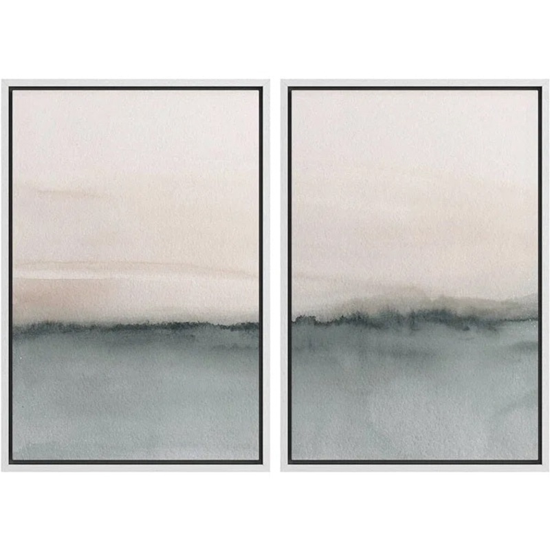 Duotone Gray Pastel Landscape Abstract Wall Art