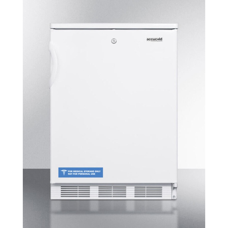 Summit FF6L Freestanding Counter Height All-Refrigerator For General Purpose Use, With Front Lock, Automatic Defrost Operation And White Exterior
