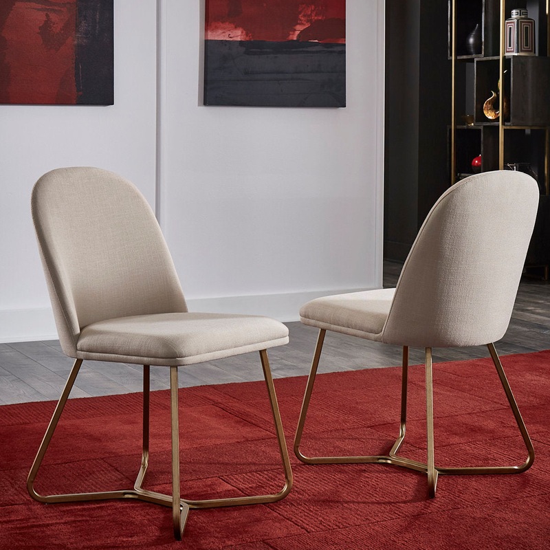 Ainhoa Linen Upholstered Side Chair (Set of 2) Etta Avenue Upholstery Color: Beige