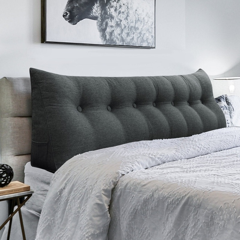 Sit-up Back Comfort Large Triangular Bolster Headboard Reading Wedge Pillow Versatile Bed Rest Positioning Support WOWMAX Color: Anthracite Size: 20″H x 76″W