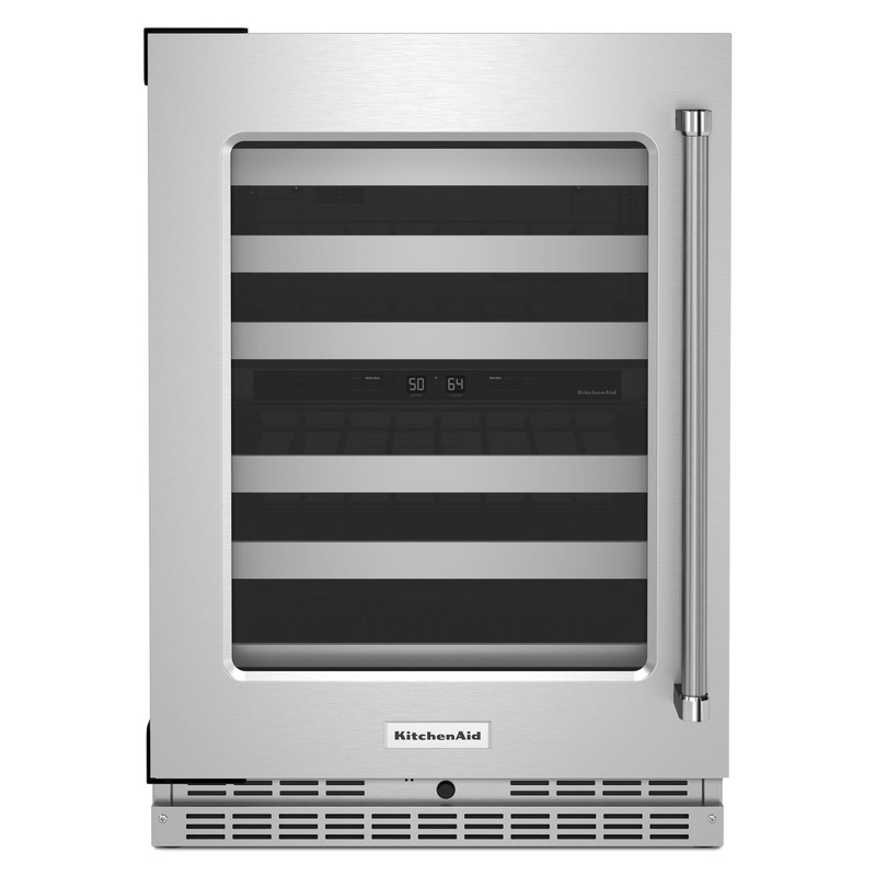 Kitchenaid KUWL314KSS 24″ Undercounter Wine Cellar With Glass Door And Metal-Front Racks – Stainless Steel