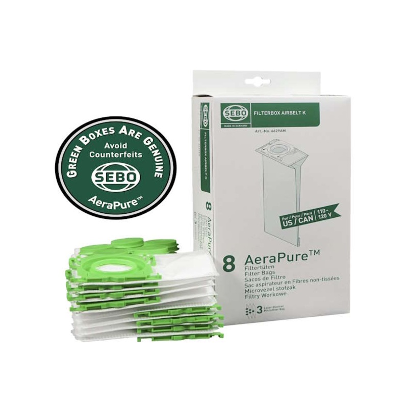 SEBO Airbelt K 3-ply Filter Bags – 32 pack