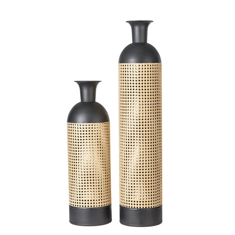 2 Piece Figueiredo Stainless Steel Floor Vase Set Mistana