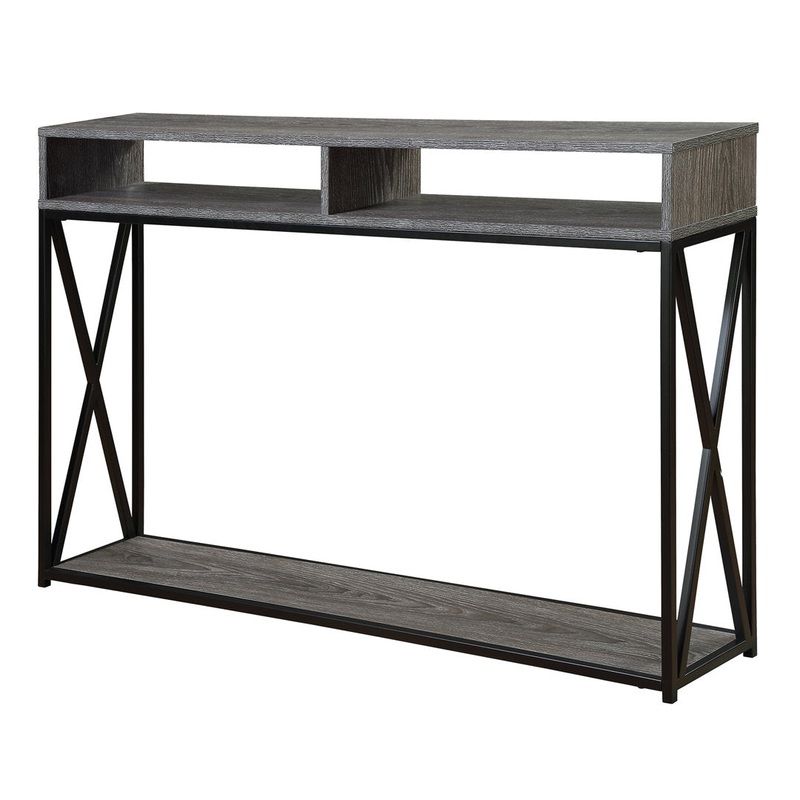 Ariyana 47.25″ Console Table Lark Manor Top Color/Base Color: Weathered Gray Top/Black Base