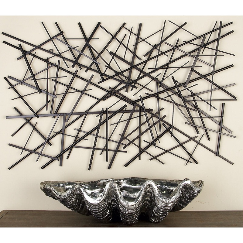 Black Metal Overlapping Lines Geometric Home Wall Decor Mercury Row
