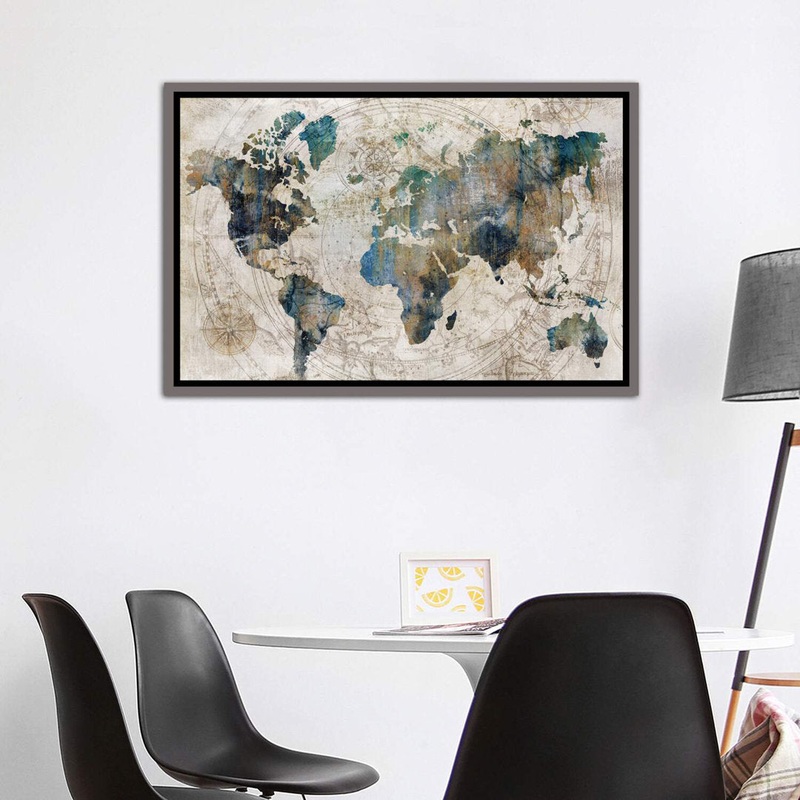 Celestial Map by Isabelle Z – Painting Print The Twillery Co. Size: 40″ H x 60″ W x 1.5″ D Format: Dark Rustic Gray Framed Canvas