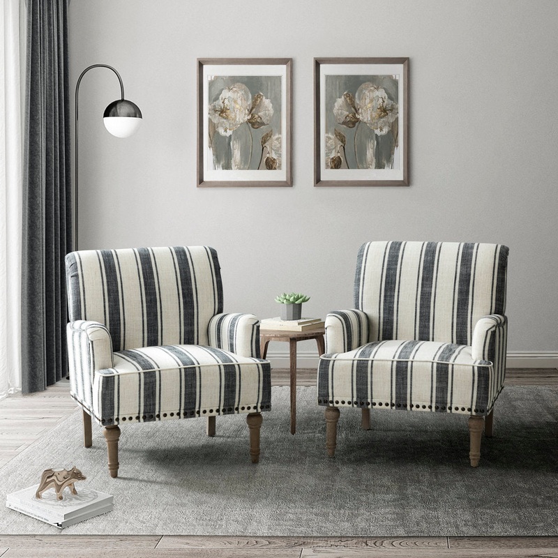 Arching Armchair With Solid Wood Turned Legs and Nailhead Trim (Set of 2) Sand & Stable Upholstery Color: Black