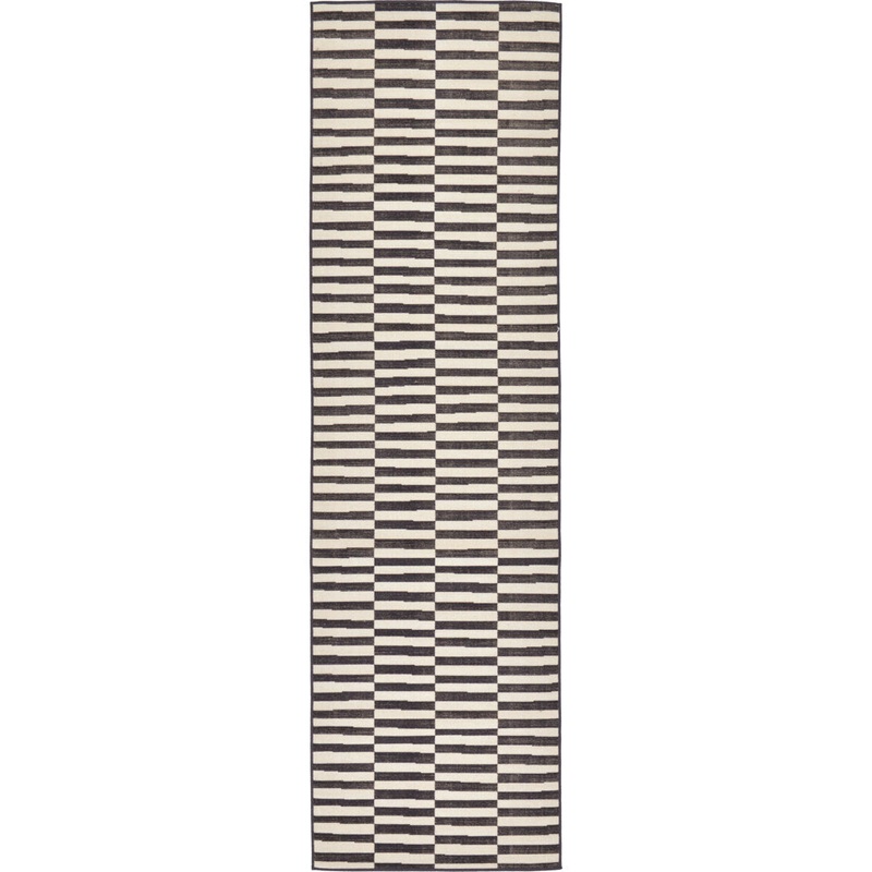 Arzilla Striped Ivory/Black Area Rug Wade Logan Rug Size: Runner 2’9″ x 9’10”