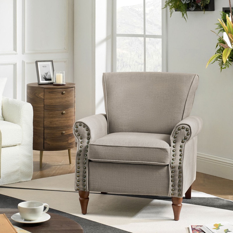 Asul Upholstered Armchair with Solid Wood Legs Wade Logan Fabric: Gray Polyester