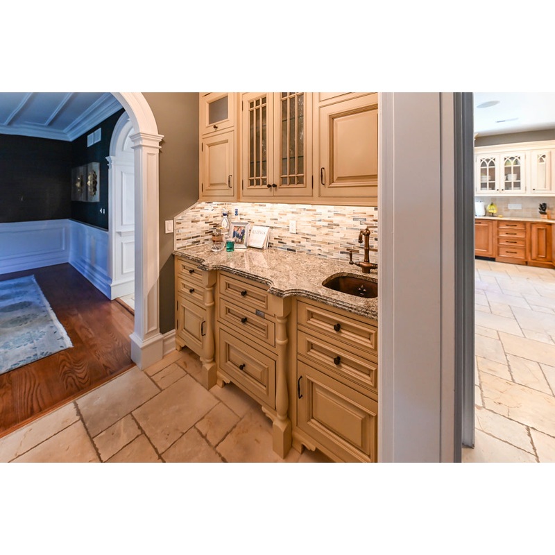 Signature Custom Cabinetry Traditional Light Brown Butler’s Pantry with Prep Sink