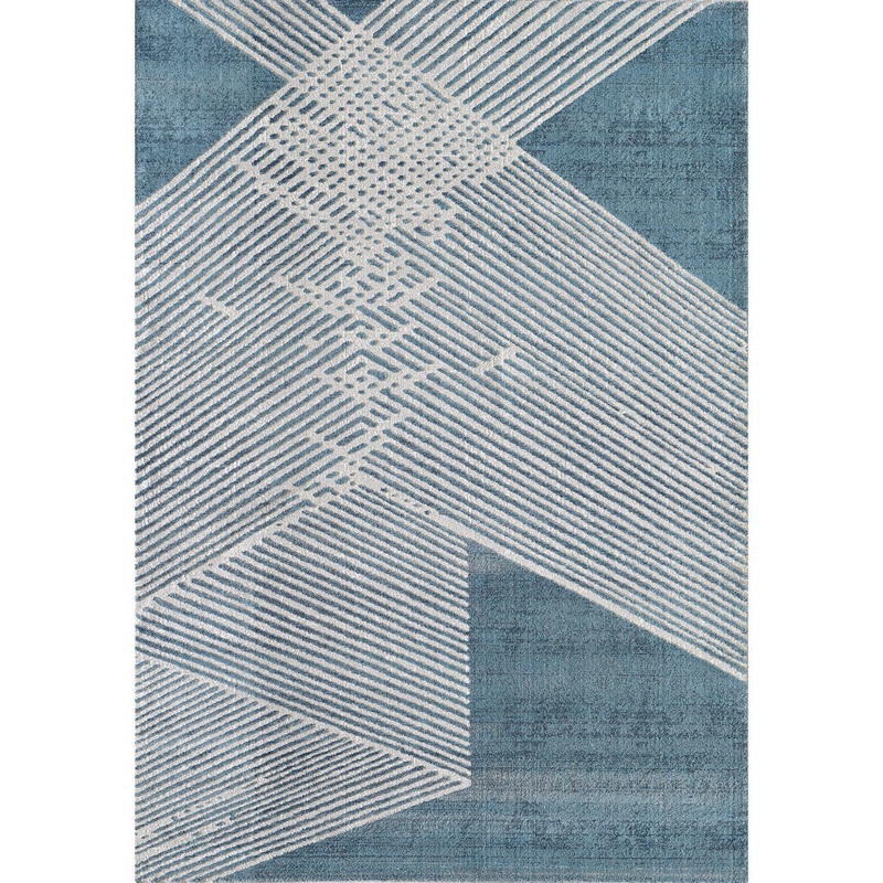 Soeren Geometric Light Blue Area Rug Ebern Designs Rug Size: Rectangle 7’9″ x 10’2″