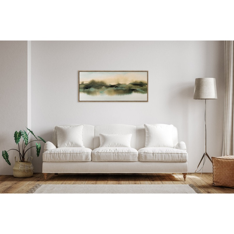 Soft Abstract Watercolor Landscape by Amy Lighthall – Floater Frame Print on Canvas Wildon Home Frame Color: Gold Size: 18″ H x 40″ W x 1.6″ D