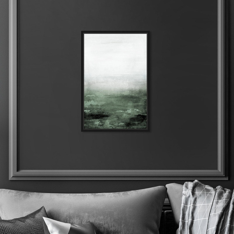 Abstract Sail to the Moon Hunter Green – Painting Print Trent Austin Design Size: 15″ H x 10″ W Format: Black Framed Canvas