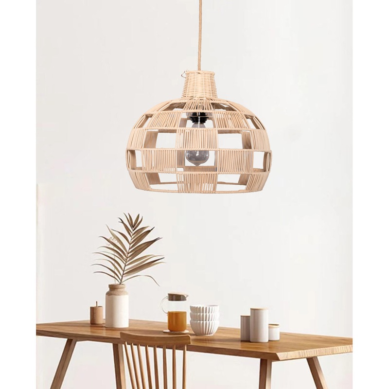 Adamsburg 1 – Light Rattan Plug In Swag Natural Pendant Bay Isle Home