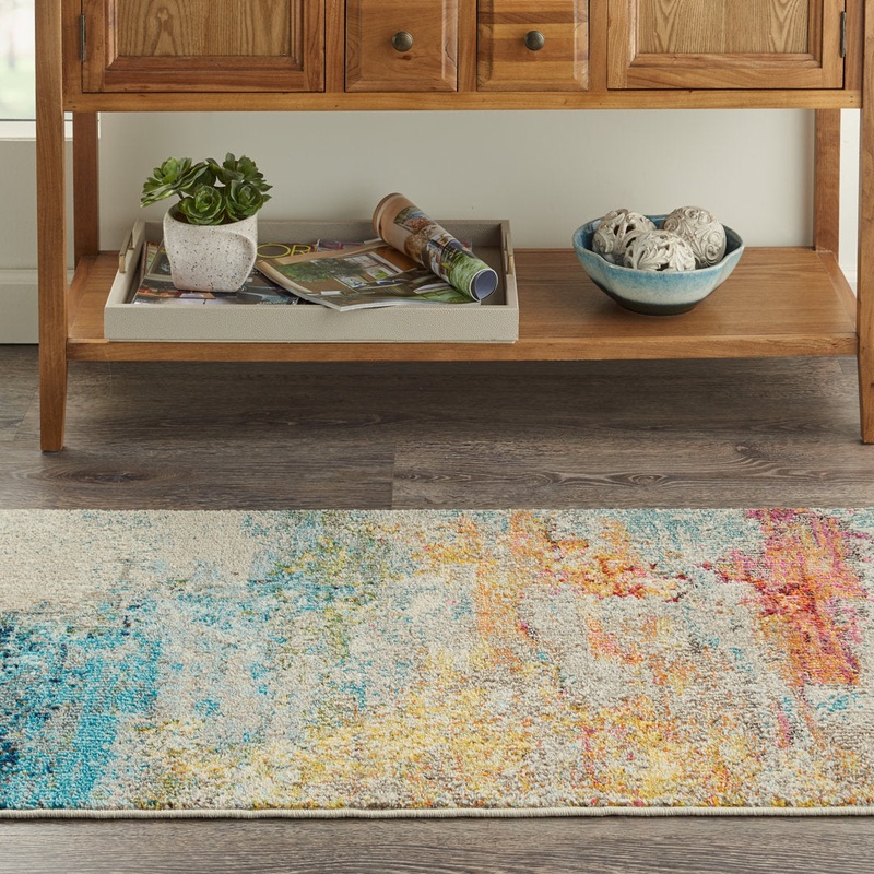 Adrihana Abstract Blue/Yellow Area Rug Williston Forge Rug Size: Rectangle 5’3″ x 7’3″