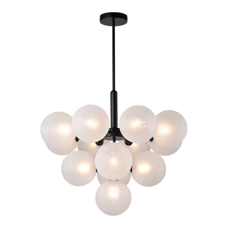 Delacroy 13 – Light Shaded Tiered Chandelier Everly Quinn Shade Pattern: Ribbed, Finish: Black