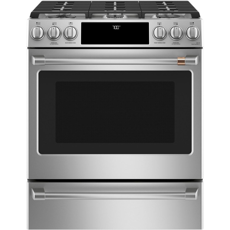 Cafe CGS700P2MS1 CAF(EBACK) 30″ Smart Slide-In, Front-Control, Gas Range with Convection Oven