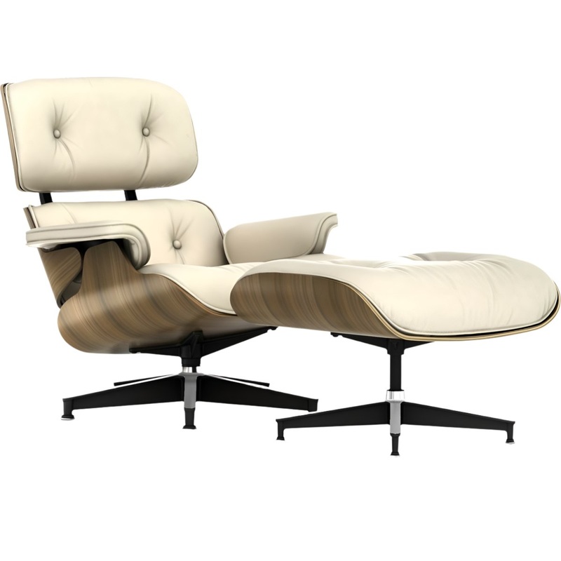 Eames Lounge Chair & Ottoman -Classic-Oiled Walnut/MCL Ivory