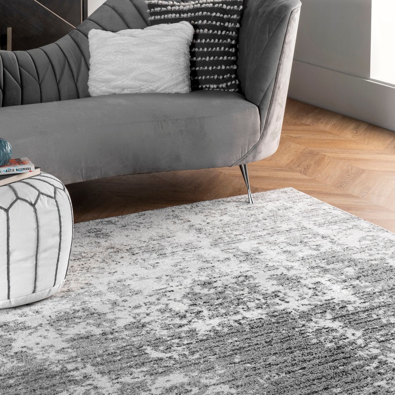 Deedra Modern Abstract Power Loom Performance Gray/White Rug 17 Stories Rug Size: Runner 2’5″ x 9’5″