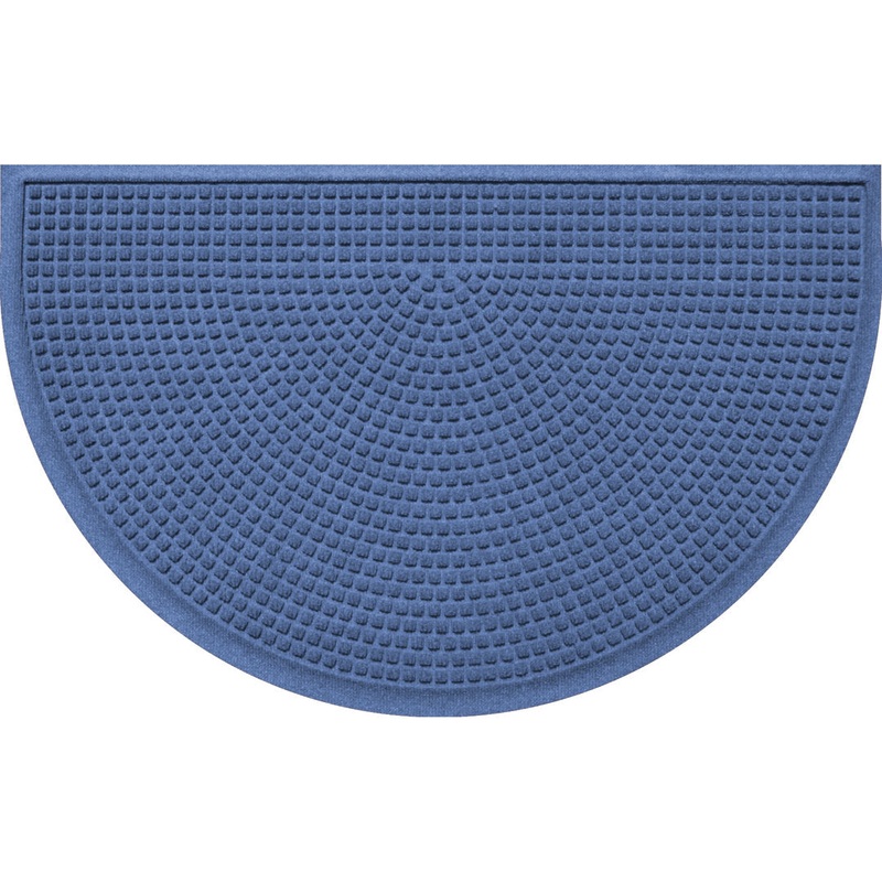 WaterHog Squares Indoor Outdoor Door Mat Matterly Color: Navy Mat Size: Semi-Circle 2′ x 3’3″