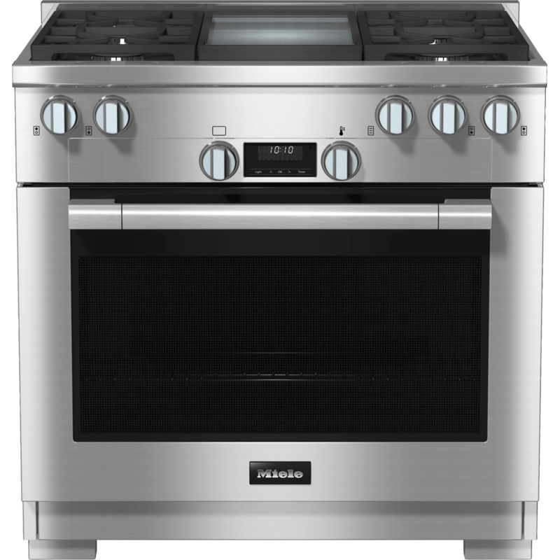 Miele HR11363GAGGDCLEANTOUCHSTEEL Hr 1136-3 G Ag Gd – 36 Inch Range All Gas With Directselect, Twin Convection Fans And M Pro Dual Stacked Burners