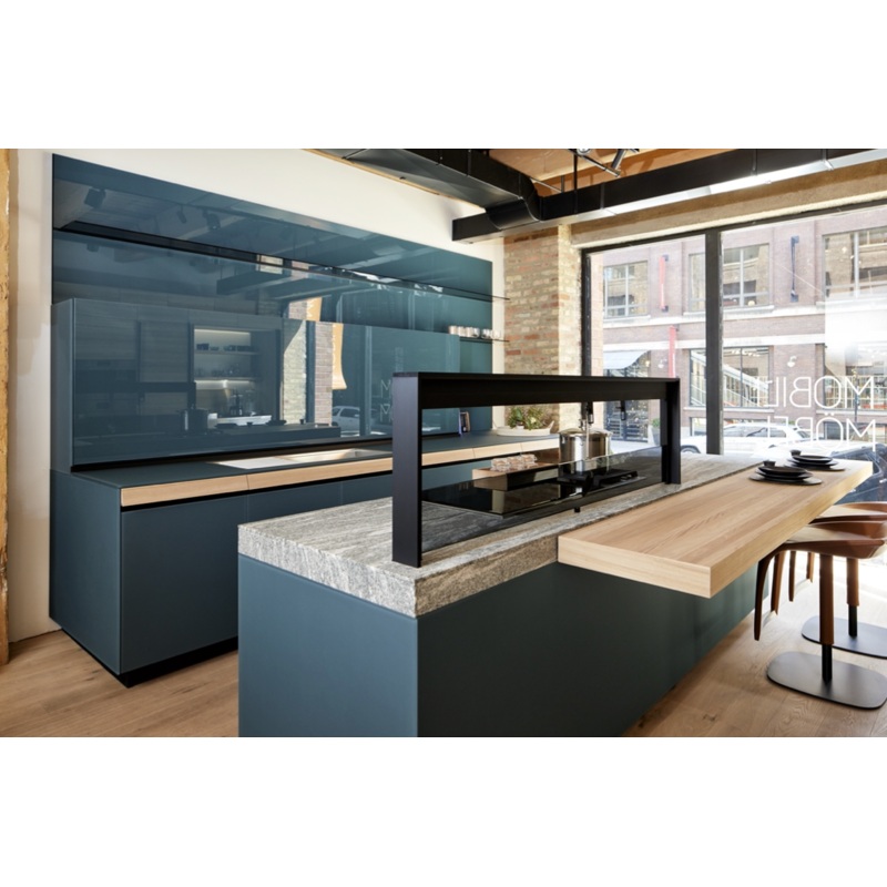 Valcucine Venture: Green Tea Glass Modern Kitchen with Island & Luxe Appliances