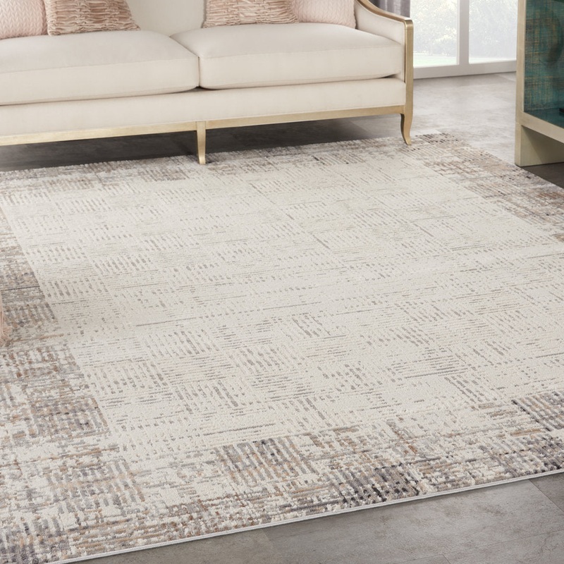 Adriao Geometric Gray/Ivory Area Rug Wade Logan Rug Size: Rectangle 4′ x 6′