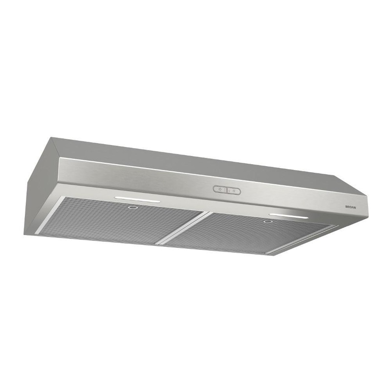 BCDF136SS Broan Glacier 36-Inch Convertible Under-Cabinet Range Hood, 375 Max Blower CFM, Stainless Steel