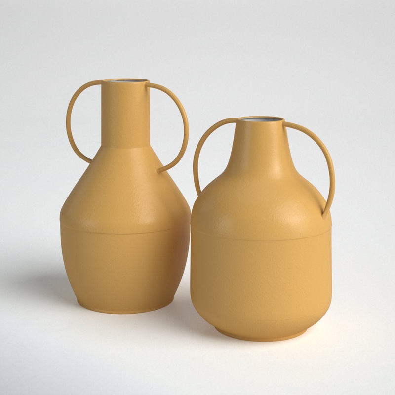 Eddard 2 Piece Yellow Metal Table Vase Set Birch Lane