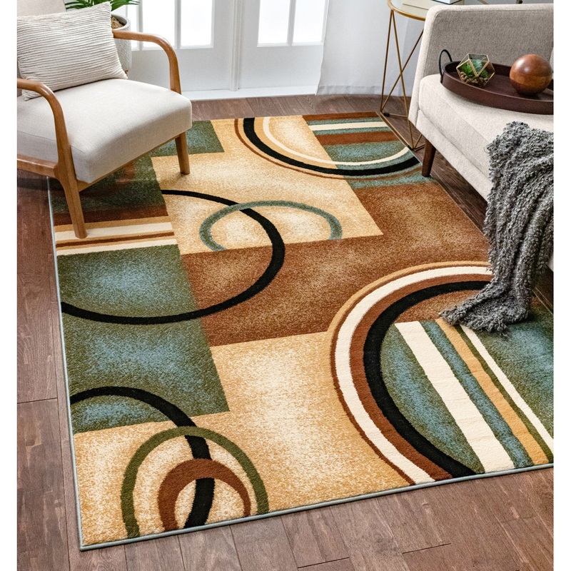 Abbie Arcs & Shapes Light Blue Modern Rug Winston Porter Rug Size: Rectangle 5’3″ x 7’3″
