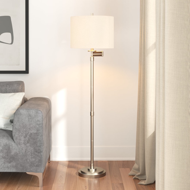 Anuksha 61″ Swing Arm Floor Lamp Lark Manor Finish: Brushed Steel